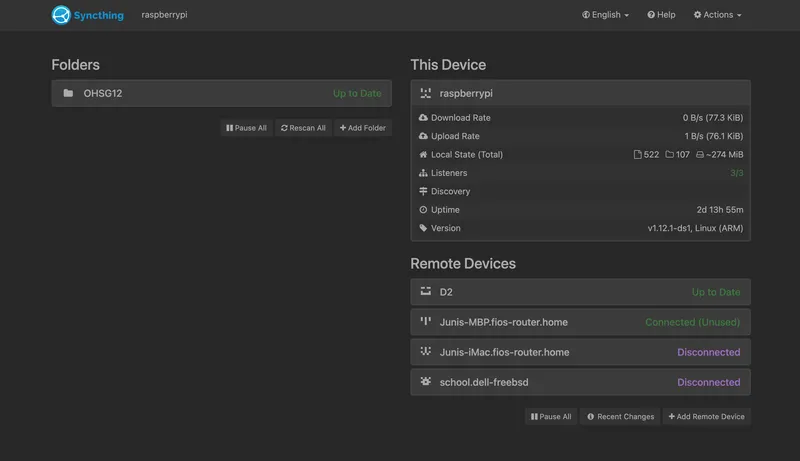 Syncthing Dashboard